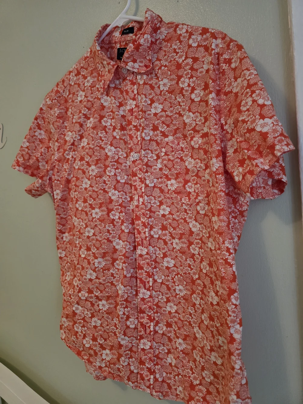 J. Crew Men’s Coral Floral Short-Sleeve Button-Down Shirt